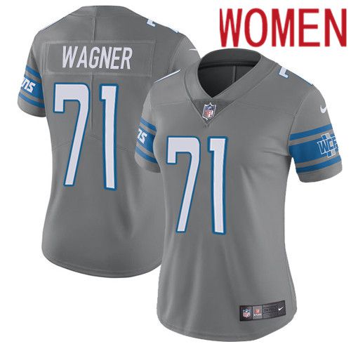Women Detroit Lions #71 Ricky Wagner Nike Grey Rush Vapor Limited NFL Jersey->women nfl jersey->Women Jersey